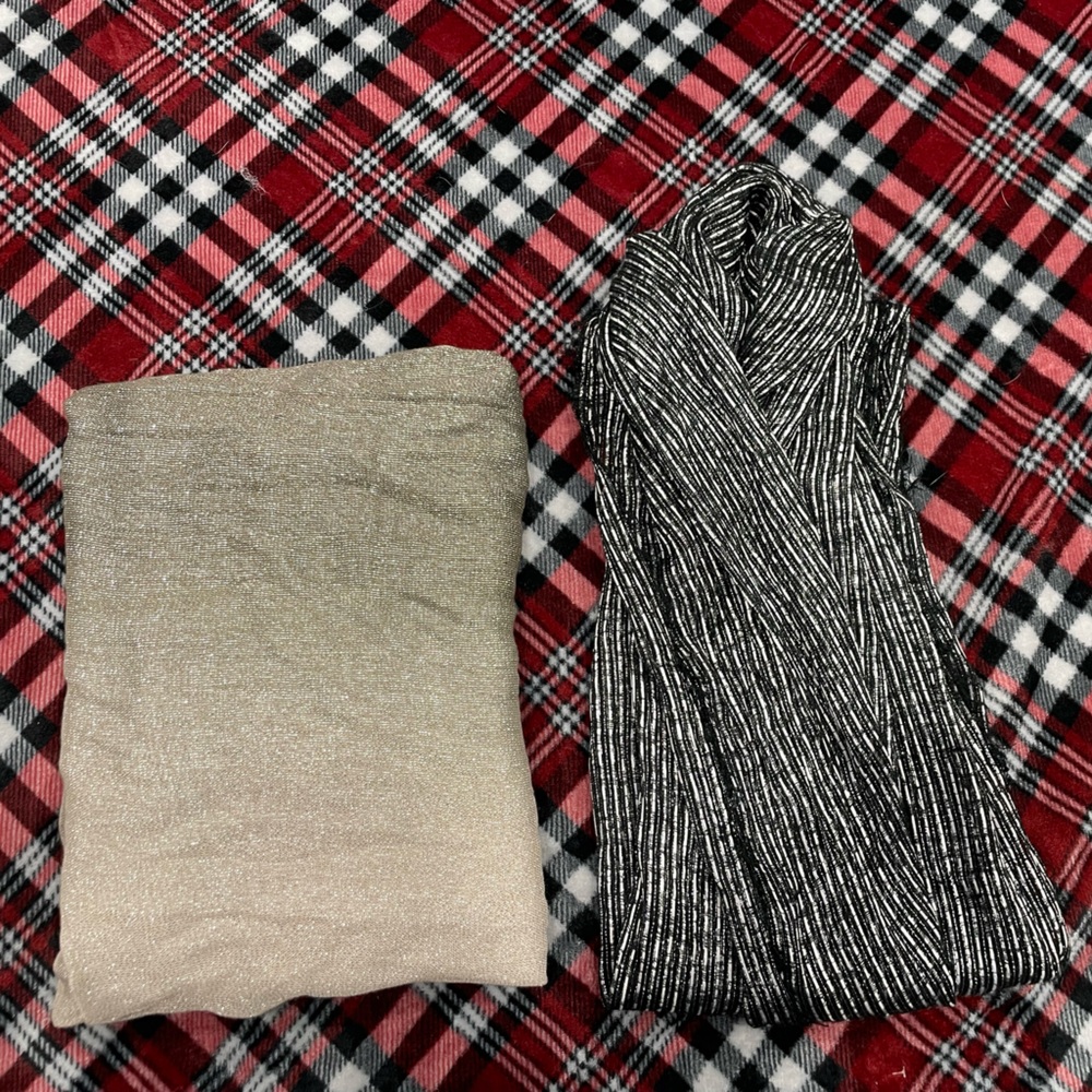 black &white scarf and a ombré grey scarf